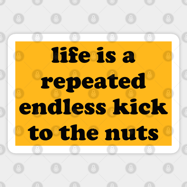 Life Is A Repeated Endless Kick To The Nuts - Oddly Specific, Cursed Meme Magnet by SpaceDogLaika